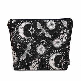 Kalygon Sun And Moon Cosmetic Bags For Women, Magic Galaxy Sun Moon Butterfly Stars Makeup Bag Toiletry Bag Accessories Organizer Storage Bags Makeup Pouch For Travel Business Gym Camping Bathroom