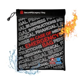 Secure My Legacy Fireproof Document Bag - Fire Safe Document Holder with Fire Resistant and Water Resistant Storage for Emergency, Legal, Medical, Business, Family Documents - 11 x 15 Inches
