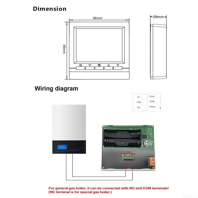 Programmable Intelligent Thermostat, Wall-Mounted Thermostat Gas Boiler, Heating Temperature Controller