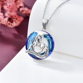 SHINYKEND Horse Necklace for Women 925 Sterling Silver Crystal Horse Pendant Cute Animal Necklace Valentine's Day Birthday Mother's day Jewelry Gifts for Her Mom Wife Daughter Sister Girlfriend