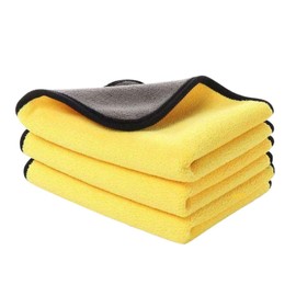 Nuit Premium Car Microfibre Cleaning Towels, Dual-Sided Ultra Absorbent Large Drying Cloth 40 x 40cm 3pcs 600gsm, Polishing Waxing