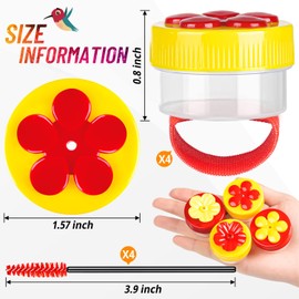 Hand Held Hummingbird Ring Feeders, 4Pcs Mini Hummingbird Hand Feeder with 4Pcs Cleaning Brush, Window Humming Wild Bird Feeders Tools for Outdoors Supplies