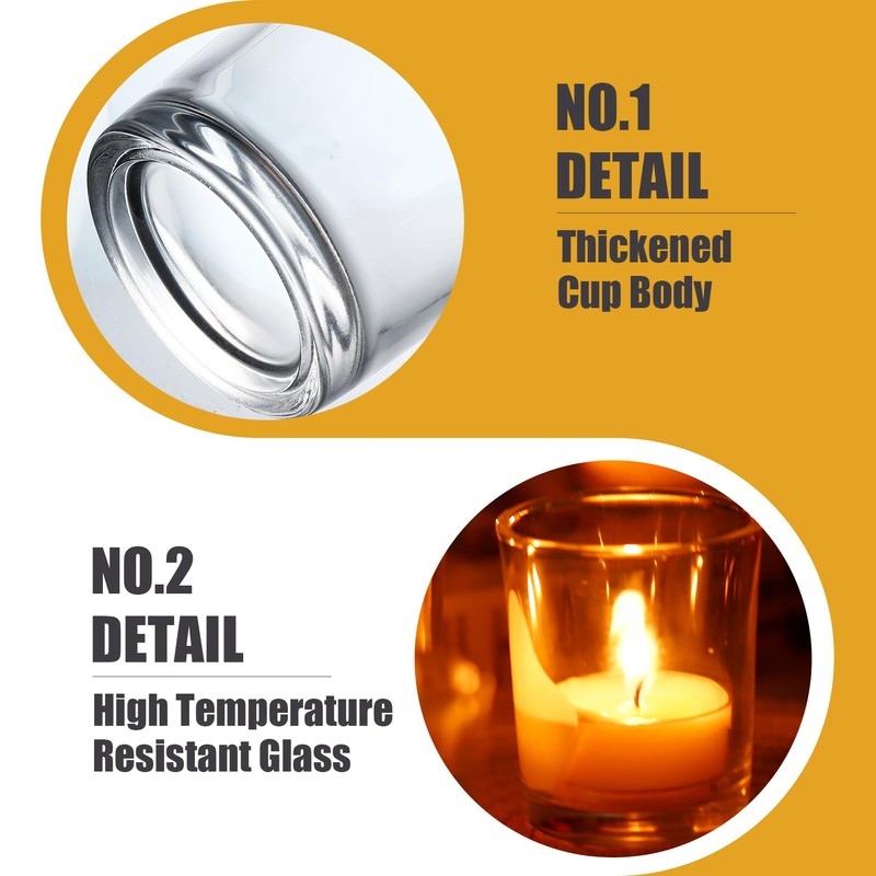 Jeffbaubl 12 Pack Votive Candle Holders, Clear Glass Tealight Candle