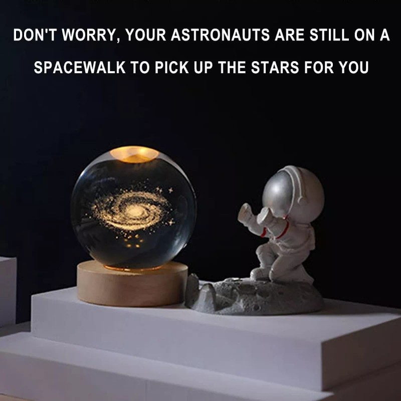 Shuang.W 3d Astronauta Galaxia Bola De Cristal Lamparas De Escritorio