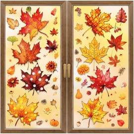 XZENTIRA, 8 Sheets Fall Window Clings, Fall Glass Window Clings, Fall Decorations for Home, Fall Leaves Window Stickers for Fall Decorations, Autumn Window Decor for Thanksgiving Decorations.