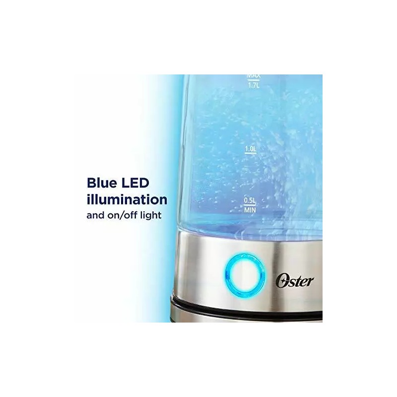 Mr. Coffee Oster 1.7L (7-Cup) Illuminating Glass Kettle with LED