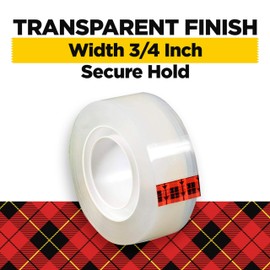 Scotch Transparent Tape, Clear Tape Engineered for Office and Home Use, 1 Inch Core, 3/4 in x 1000 in, 6 Boxes