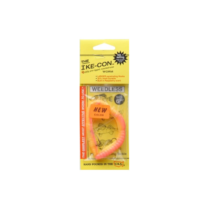 Ike-Con Weedless Worm Fishing Lure, 6-1/4-Inch, Bubblegum Twist