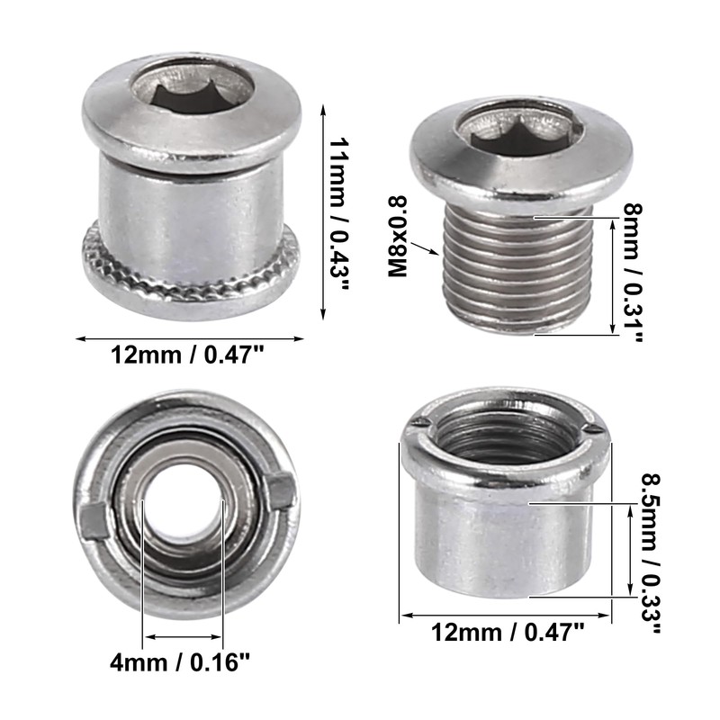 X AUTOHAUX 10pcs Silver Tone 8.5mm Chainring Nuts Road Bicycle