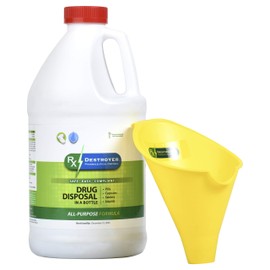 RX Destroyer Medication Drug Deactivation and Disposal System Bottle Bundle Case of 4x64 oz Bottles and 1 Custom Funnel Ready to Use Non-Toxic Eco-Friendly Pill Destroyer System