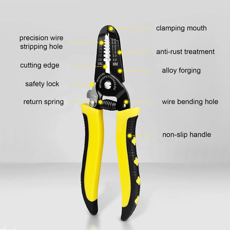 Wire Stripper - ShiningUU 10-22 AWG 7" Anti-Slip Precision Cable