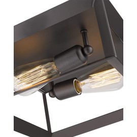 Emliviar 2-Light Ceiling Light, 12" Flush Mount Ceiling Lighting Fixture, Oil Rubbed Bronze Finish, 3040-2 ORB