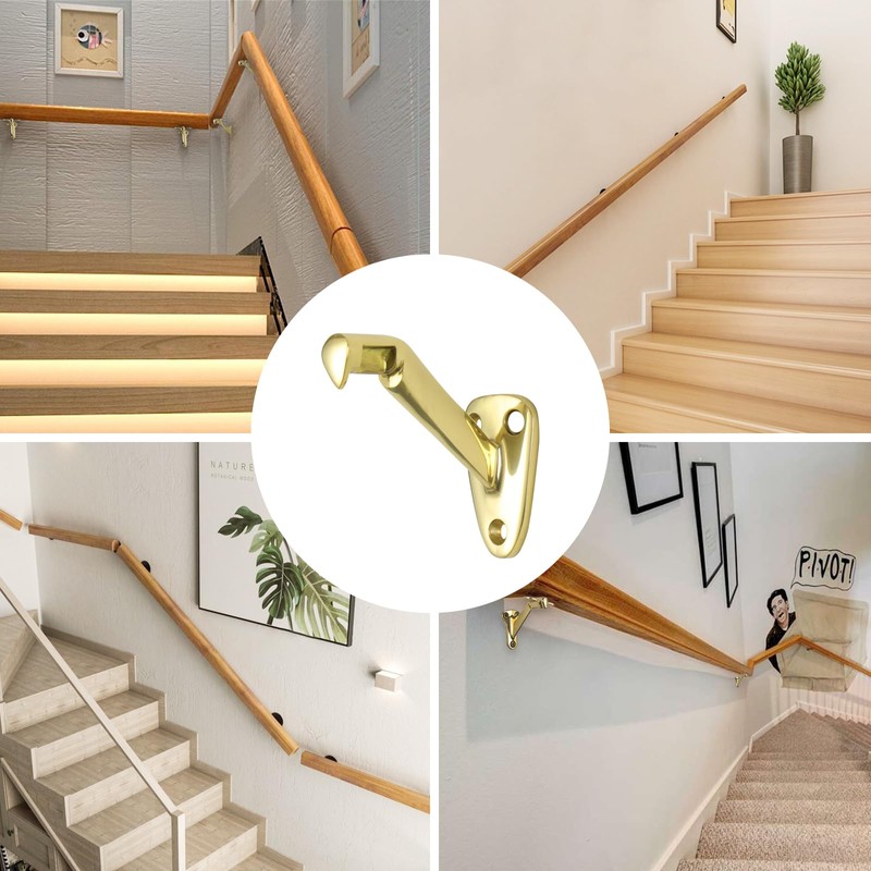 HOME MASTER HARDWARE Heavy Duty Handrail Stair Brackets Brass Staircase