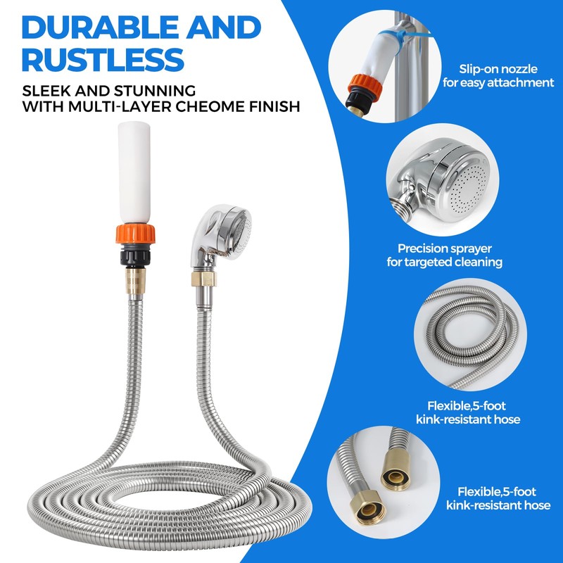 Sink Hose Attachment Hose:Portable Sink Hose Faucet Spraye Dog Shower,Stainless