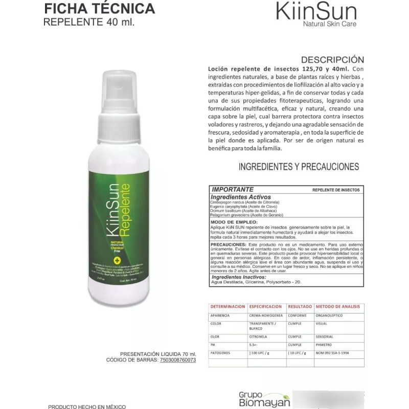 Kiinsun Repelente De Insectos Natural 40ml (caja Con 40pz) Kiin