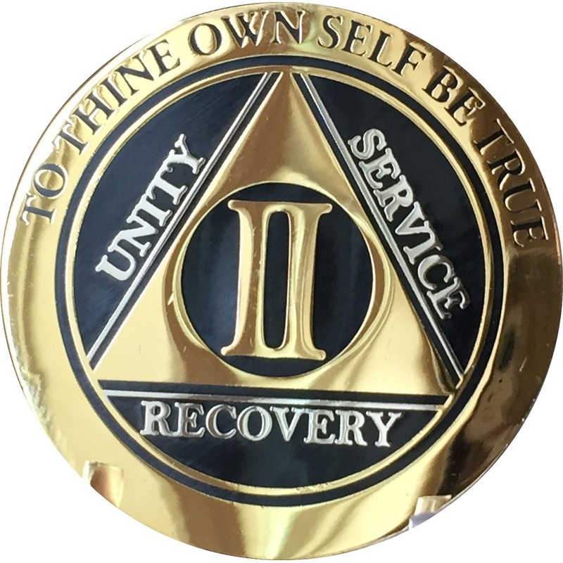2 Year AA Medallion Elegant Black Gold Silver Plated Bi-Plate