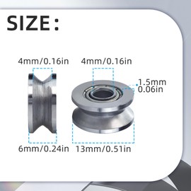 20 Pieces V-Groove Bearings, V623ZZ Carbon Steel Pulley Bearings, Miniature Pulley Bearings for Linear Rail Motion System (4 x 13 x 6 mm)