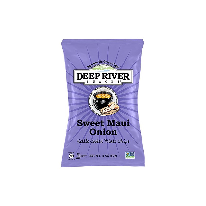 Deep River Snacks Kettle Chips, Sweet Maui Onion, 24 Count