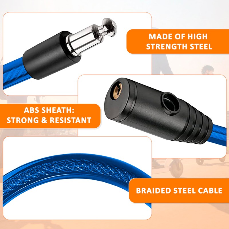 E Scooter Lock Double Security 2 Pieces Steel Cable Durable