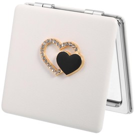 Lurrose Espejo Plegable Porttil, Espejo de Maquillaje Compacto con Diseo de Corazn, Espejoss de Viaje Pequeo de Cuero PU para Bolso y Bolsillo,...    