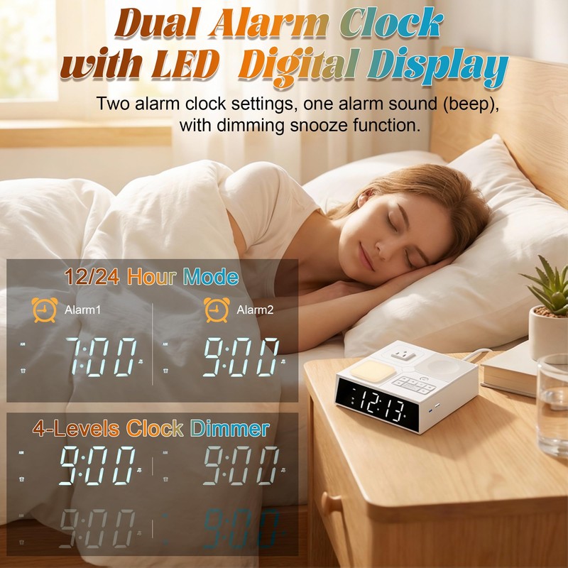 Multi-Functional Sleep Sound Machine with Clock, 41 Built-in Soothing White