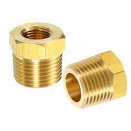 uxcell 2Pcs 3/8 NPT Male x 1/8NPT Female Brass Reducer Hex Bushing Threaded Pipe Fitting, Brass Threaded Pipe Fitting Adapter for Water, Gas, Oil Pipeline Systems