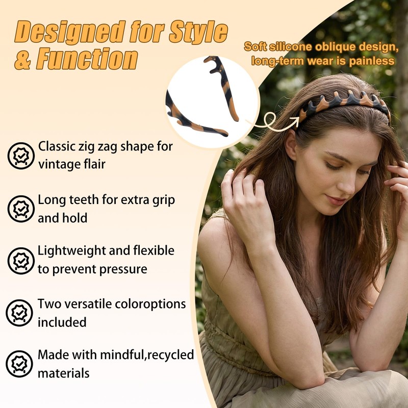 Axewqn 2 Pcs Silicone Headband for Women, Non-Slip Flexible Hairbands