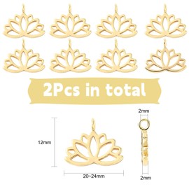 KitBeads 2pcs Brass Lotus Flower Charms Real 18K Gold Plated Yoga Charms Hindu Hollow Lotus Charms for Bracelet Necklace Jewelry Making