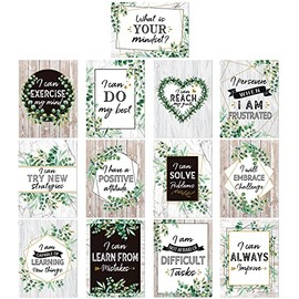 13 Pieces Growth Mindset Posters Bulletin Board Decorations Simply Boho Eucalyptus Motivational Classroom Posters Inspirational Growth Mindset Wall Banner for Classroom Teachers Student Supplies