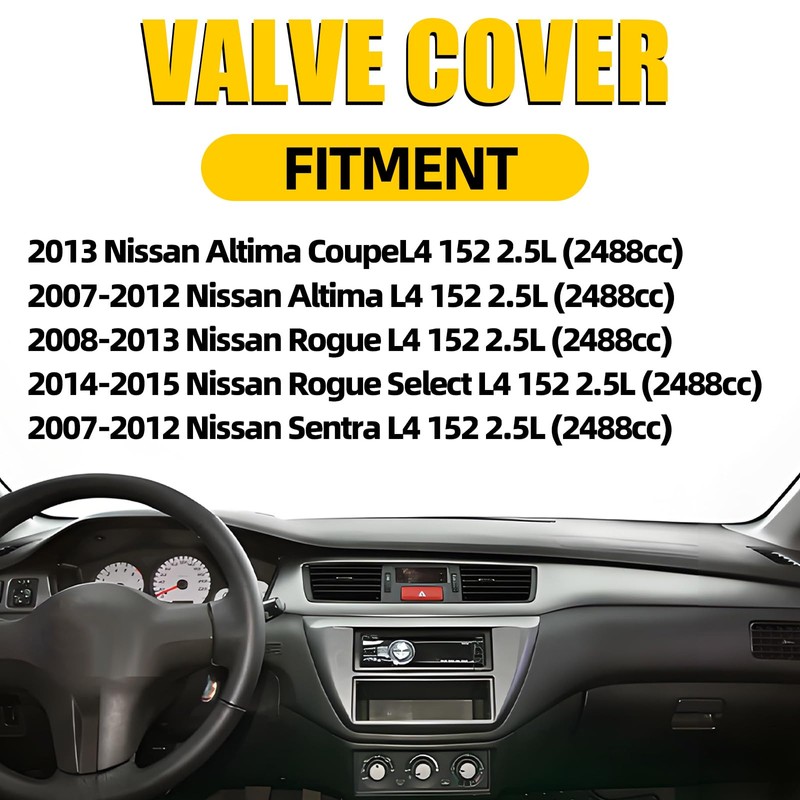 Aluminum Valve Cover Compatible with Nissan Altima 2007-2012, Rogue 2008-2013,