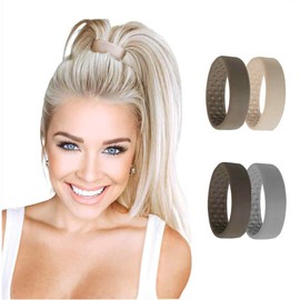 PONY-O 4 Pack Original Hair Tie Alternative - Revolutionary Ponytail Holder Hair Accessories for Women - Medium Size PONY-O for Normal Hair - Light Brown, Brown, Dark Blonde and Gray