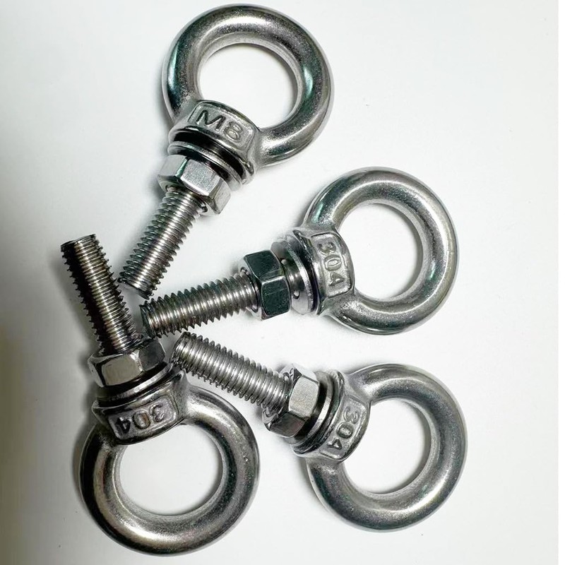 CHHGGNN 304 Stainless Steel Eye Bolt, 4 PCS M8 Heavy