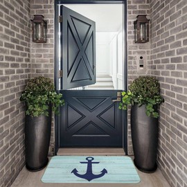 ZJSYXXU Lake House Doormat - Nautical Indoor Outdoor Rug, Entrance Coastal Boat Welcome Mat Anchor Floor Mat Beach Kitchen Mat, Front Door Porch Outdoor, 17x30 Inch