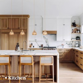 Shenmoyl Pendant Light 2 Pack with Amber Tulip Glass Lmapshade, Brass Vintage Pendant Light Adjustable Hanging Light for Kitchen Island Dining Room Hallway