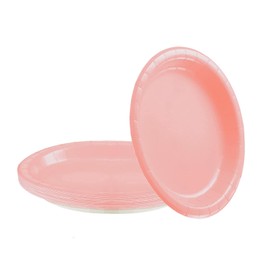 16Pcs Baby Pink Paper Plates Party Supplies,7" Round Dessert Dinner Luncheon Plates Plates Tableware Creative DIY Paper Plate Solid Color Party Plate for Kids Adult Birthday,BBQ,Picnic,Baby Shower