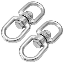 Bonsicoky M8 Double Ended Swivel Hook, 304 Stainless Steel Eye to Eye Swivel Shackle Ring Connector, 2 Pcs