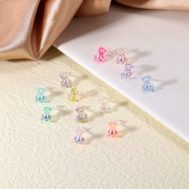 AoedeJ 12 Pairs Gummy Bear Earrings Plastic Post Earrings Plastic Stud Earrings Gummy Bear Earrings for Bear Earrings
