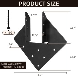 Rasugarlary 40 Pcs Hurricane Ties for Rafter, 12-Gauge Hurricane Tie for 2x4 Post(Inner 1.5x3.5), Heavy Duty Joist Hangers for Roofing Trusses Wood Timber Steel Connectors, Black with Screws