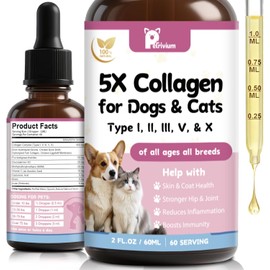 Liquid Pet Collagen Formula, Multi-Collagen Blend with MSM, Biotin & Hyaluronic Acid for Daily Pet Care, 2 oz