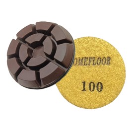 Diamond Floor Polishing Pads, 3 Inch Resin Bond Hook and Loop Polishing Pucks for Concrete, Terrazzo, Marble, Granite, Grit 100, 3PCS