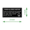 500PCS 1x2'' Black Removable Food Allergy Warning Labels Allergies Restaurant