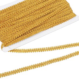 15 Yards Gold Trim for Sewing, Wide Metallic Sewing Gold Ribbon, Braided Woven Lace Trims, Golden Gimp Braid Trims DIY Crafts Upholstery Curtain Slipcover Decoration