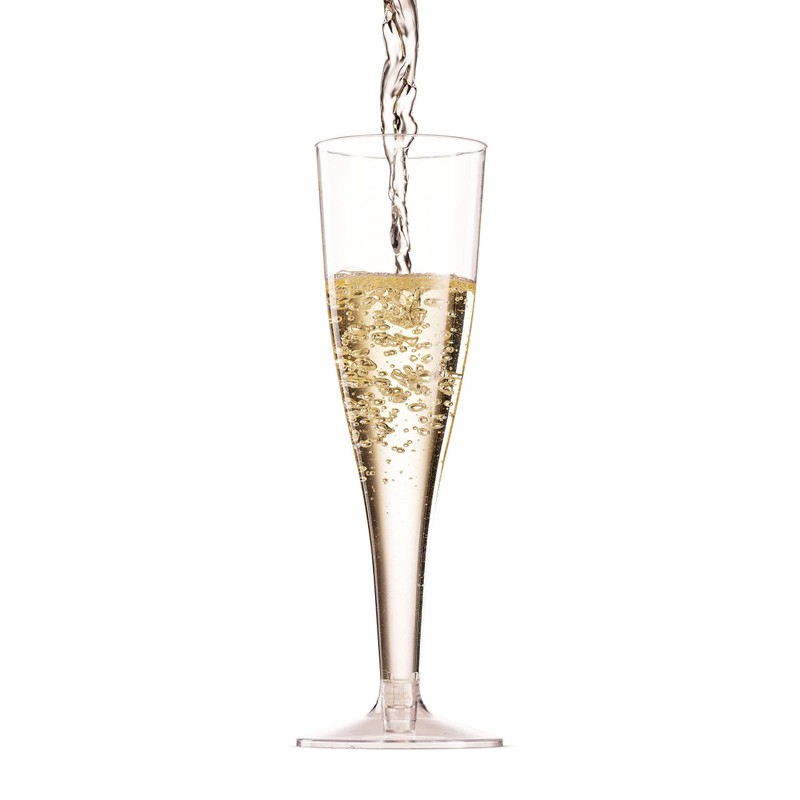 100 Plastic Champagne Flutes - 5 Oz Disposable Clear Champagne