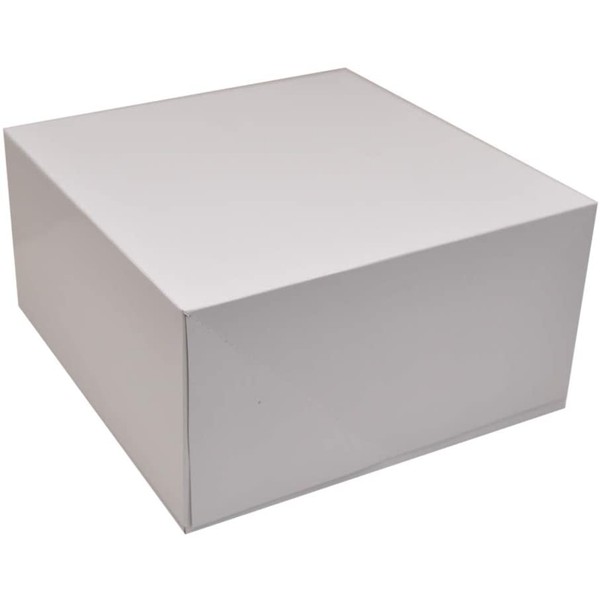 Deep Square Cardboard Box with Lid, 10x10 inch, White Deep