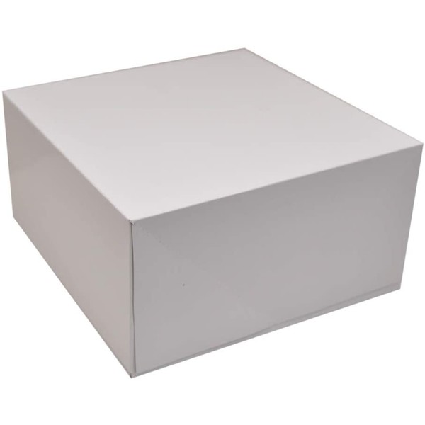 Deep Square Cardboard Box with Lid, 10x10 inch, White Deep Gift Box, 2 Packs of 4 (8 Total)