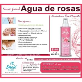 Tónico Facial Agua Rosas 265ml Hidrata Humecta Shelo S012