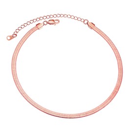 U7 Women's Flat Snake Chain Necklace in Silver/Gold/Rose Gold Stainless Steel Choker 3/5 mm Wide Flat Snake Chain Necklace Snake Chain Simple Collar Necklace Fashion Jewellery for Women Girls,