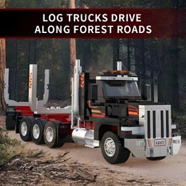 SymGrpu City Ametican Log Truck Building Blocks Kit, 444 Pieces Truck Clamping Blocks Building and Exhibiting, STEM Collectible Vehicles Model Toy for Adults Teens