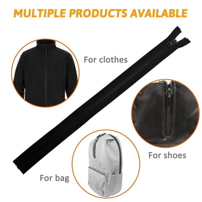 DOITEM Zip, Pack of 5 Zips, Plastic Teeth, 5 mm,