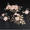 SJBAUTYO Pack of 4 Gold Wedding Hair Combs Pearl Flower